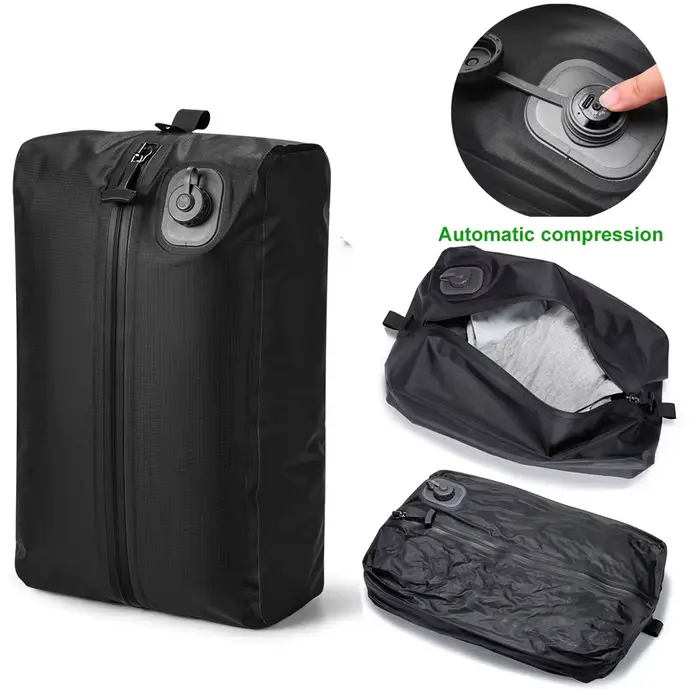 Sac sous vide automatique (pompe à air à l'intérieur) sac de rangement réutilisable sac de compression de voyage pliant en plein air pour valises sac à dos bagages