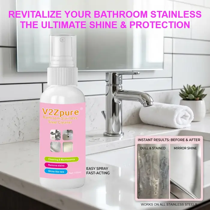 Spray détartrant pour salle de bain, nettoyant pour acier inoxydable, polisseur métallique, élimine les taches d'eau, la rouille de la douche, nettoie la saleté des baignoires