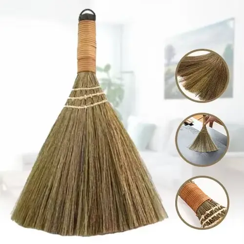 Balai de style japonais à manche court avec poils doux pour le balayage des bureaux, des halls, des garages et des jardins