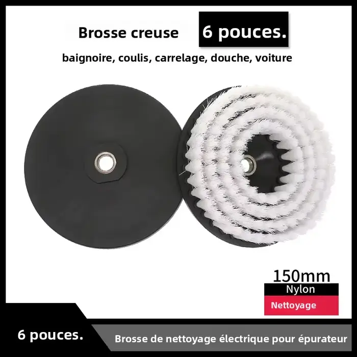 Brosse de nettoyage électrique creuse de 6 pouces