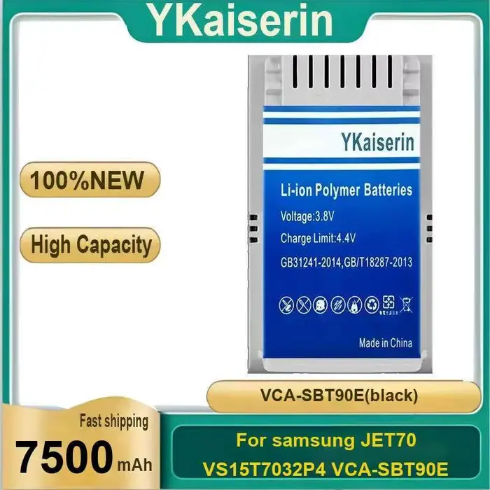 Batterie d'aspirateur pour animaux de compagnie Vca-SBT90E noir 7500Mah pour Samsung JET70 VS15T7032