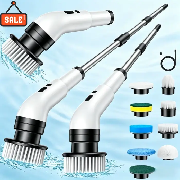 Brosse de nettoyage électrique extensible 9-en-1, nettoyeur multifonctionnel pour la cuisine, le sol