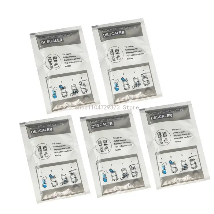 Lot de 5 poudres détartrantes pour machines à expresso, nettoyant pour le café et le nettoyage des c