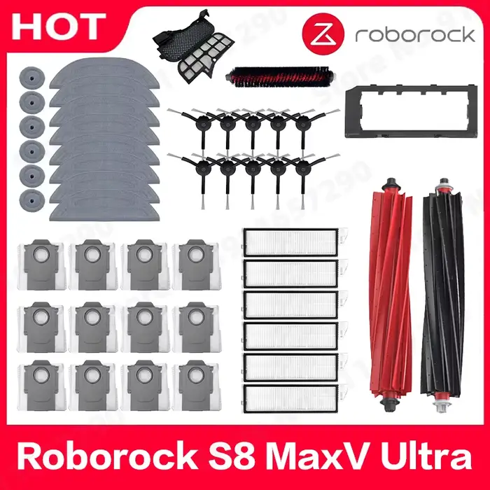 Roborock S8 MaxV Ultra accessoires Robot aspirateur brosse latérale principale filtre Hepa vadrouille sacs à poussière pièces de rechange