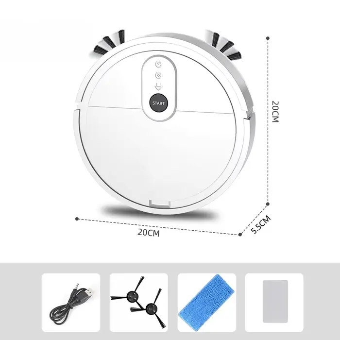 Aspirateur robot 3-en-1 conçu pour les maisons avec des animaux de compagnie, balayage, lavage et as