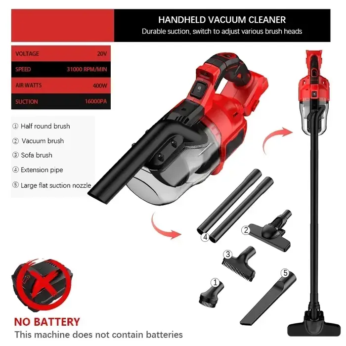 Aspirateur à main sans brosse sans fil pour sol/tapis/voiture/poils d'animaux de compagnie