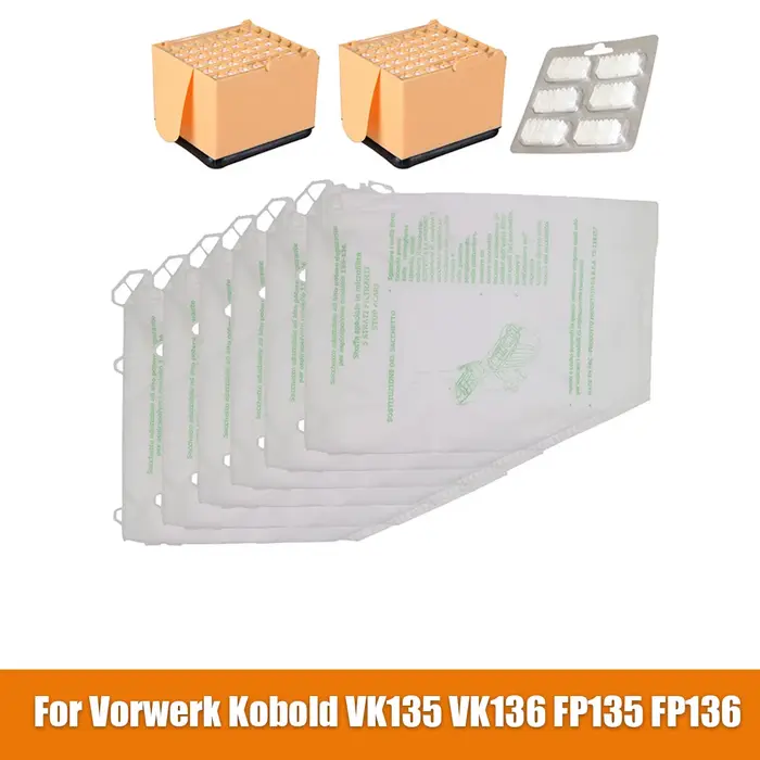 Haute qualité pour aspirateur Vorwerk Kobold VK135 VK136 FP135 FP136 : Sac à poussière + Bloc parfumé + Filtre HEPA