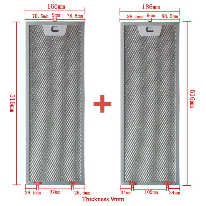 00660222 00660223 jeu de filtres pour hotte de cuisine 516x166 + 516x186mm filtre à graisse