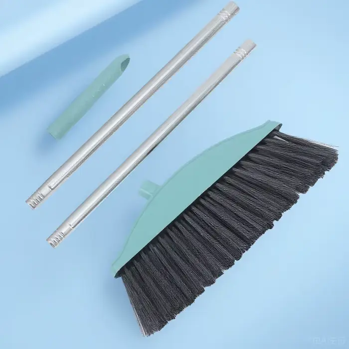 Balai de cour à manche ergonomique, robuste, à long manche, pour le balayage extérieur, idéal pour la terrasse, la voie d'accès, le jardin, les fournitures de nettoyage des sols