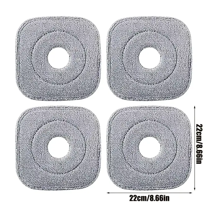 Tête de vadrouille 4 pièces recharges en microfibre brosse carrée tampon à récurer pour nettoyage en profondeur humide et sec soins des sols en bois dur cuisine salle de bain