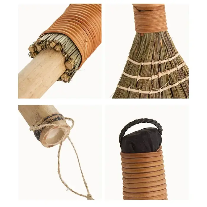 Balai de style japonais à manche court avec poils doux pour le balayage des bureaux, des halls, des garages et des jardins