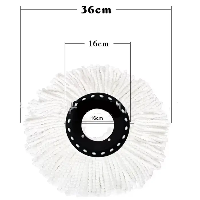 Tête de Vadrouille Ronde Universelle Rotative en Microfibres de 16mm