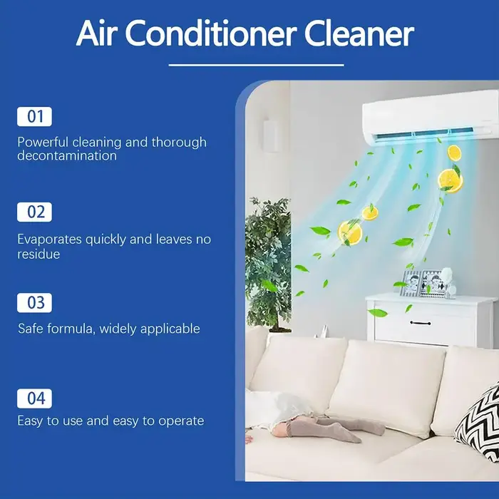 Nettoyant Désodorisant pour Climatiseur, Nettoyant pour Radiateurs et Ventilateurs, Mousse Nettoyante pour Bobines, Spray Nettoyant pour Climatiseur Domestique