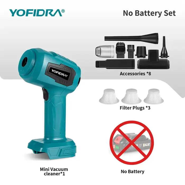 YOFIDRA aspirateur électrique sans fil succion double usage Portable Rechargeable avec 7 accessoires