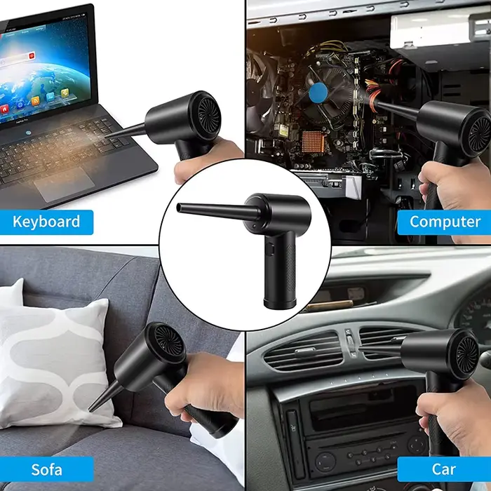 Souffleur d'air comprimé sans fil portable 51000 tr/min avec LED, nettoyeur électrique pour l'élimination de la poussière des claviers de PC et ordinateurs portables