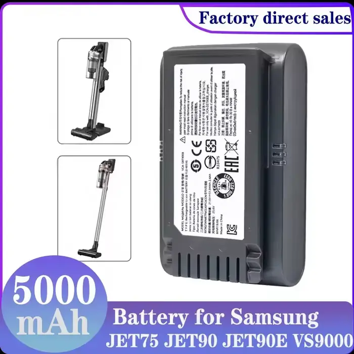 100% batterie de balayeuse originale VCA-SBT90 pour Samsung Vs9000 Jet90 Jet75 Jet90E