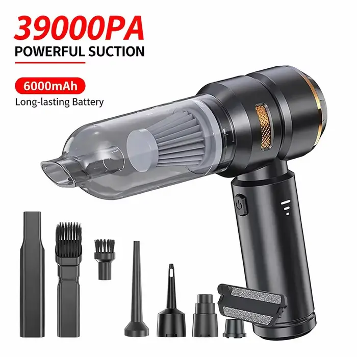 Aspirateur de voiture haute puissance, portable, sans fil, avec moteur sans balais, machine de nettoyage puissante, souffleur d'air pour appareils ménagers