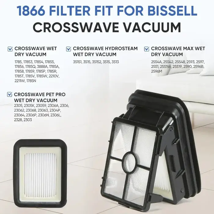 Filtres Bissell Crosswave de qualité supérieure compatibles avec les modèles 1785 3888A 2551 Pet Pro 2306 2554 2596 HydroSteam - Lot de 2