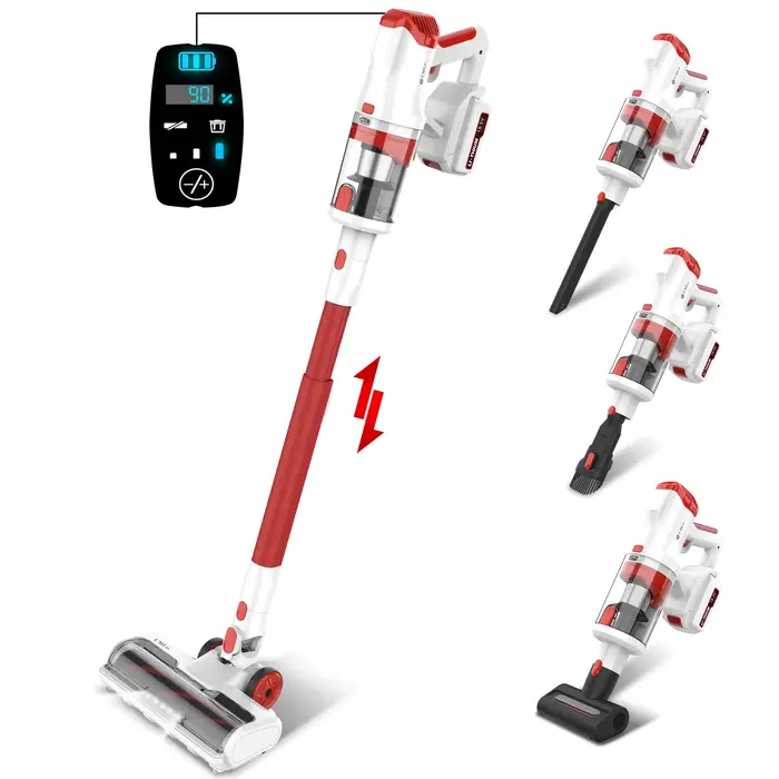 Aspirateur sans fil léger 8 en 1 avec écran LED, aspirateur balai sans fil, 300W, 28Kpa, UMLo V111