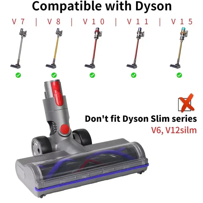 Tête de brosse à rouleaux pour aspirateur sans fil Dyson V7 V8 V10 V11 V15, accessoires, tête motorisée à dégagement rapide avec phare LED