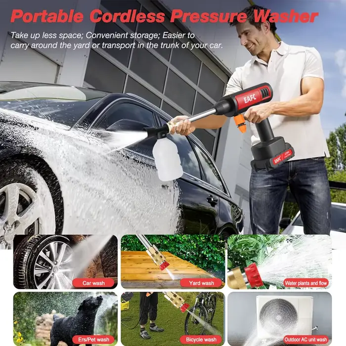 300W 60Bar sans fil haute pression lave-auto pistolet de lavage Auto propre générateur de mousse
