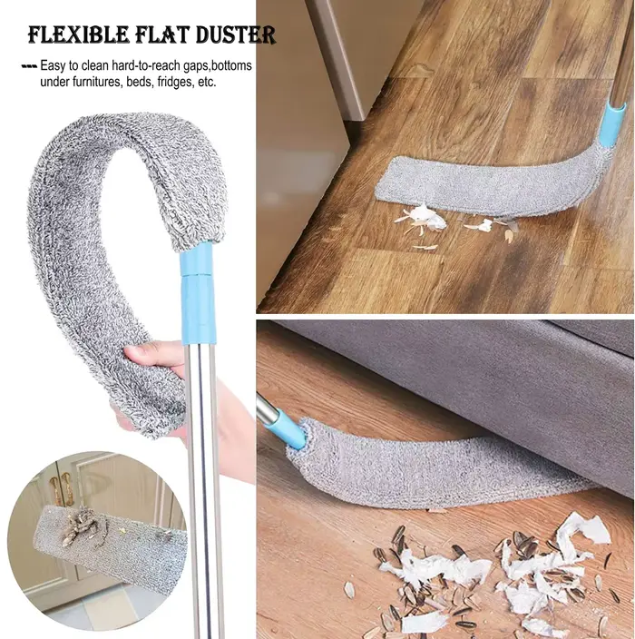 Brosse de dépoussiérage à Long manche, vadrouille de nettoyage Portable en microfibre, nettoyeur de 