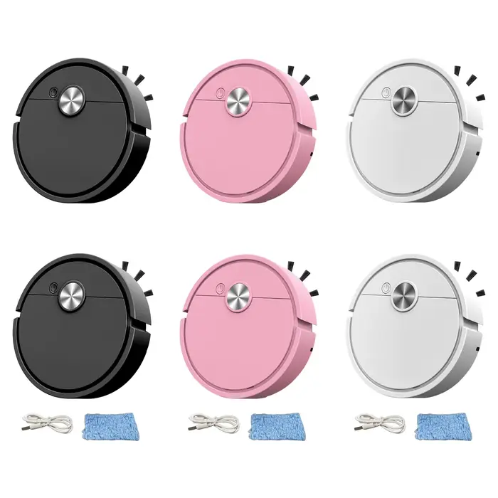 Mini aspirateur robot 3 en 1, machine de nettoyage intelligente légère, évitement automatique des obstacles pour poils d'animaux, sols durs et tapis