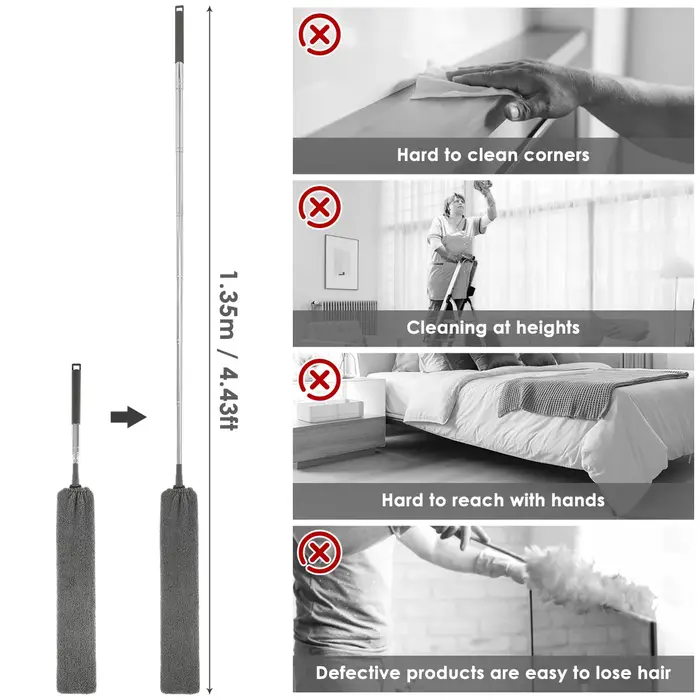 Nettoyeur de poussière d'écart rétractable en microfibre