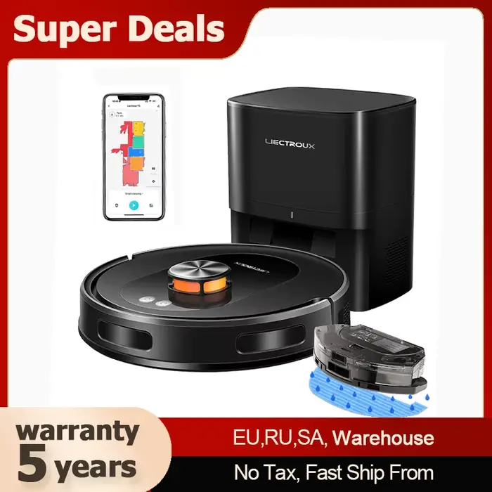 Robot Aspirateur et Laveur LDS Liectroux T9,nettoyage humide et sec smart home,avec station d’auto-v