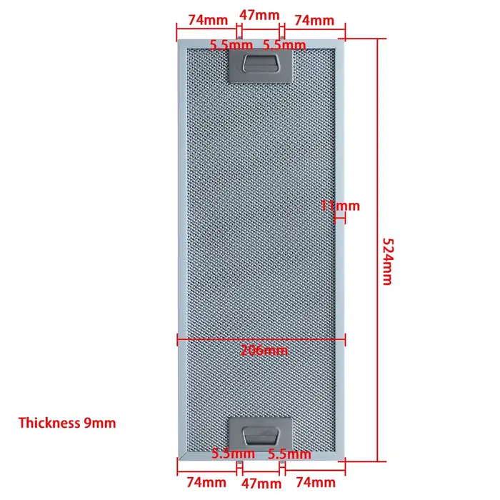 Filtre pour hotte aspirante Nodor 1 unités mesures 52,5 x 20,5 cm
