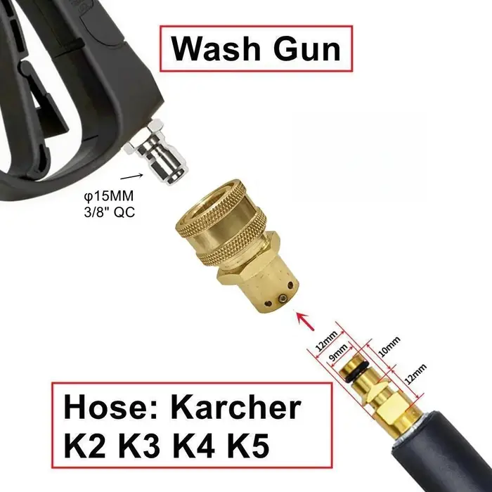 Adaptateur de tuyau de pistolet de lavage à connexion rapide 3/8 "