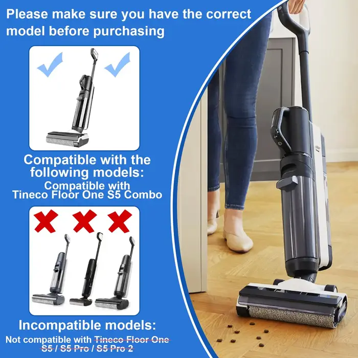 Kit de remplacement de brosse à rouleaux et de filtre compatible avec Tineco Floor ONE Stretch S6