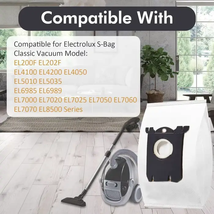 Sac S de remplacement Compatible pour aspirateur électrolux S-Bag Classic EL200F EL8500 EL202G EL6985 EL6988 EL6989 EL4100