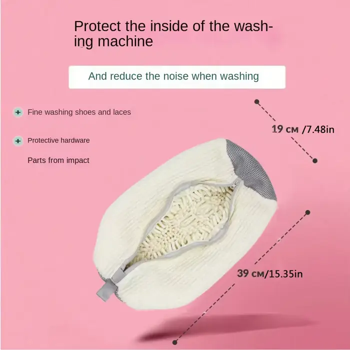 Fibre moelleuse 360 ° Sac de lavage de chaussures de nettoyage Surround – Sac à linge réutilisable et durable lavable