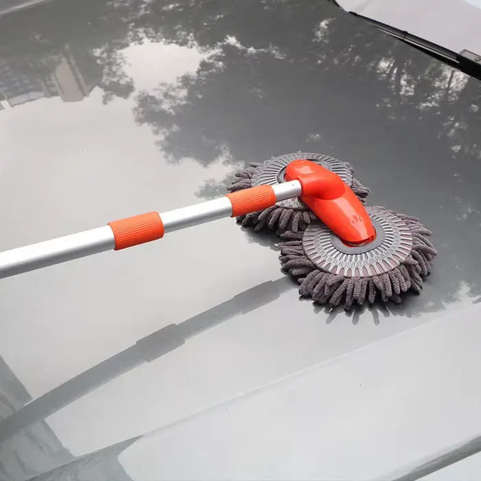 Tête de brosse Double, vadrouille télescopique à trois sections pour lavage de voiture