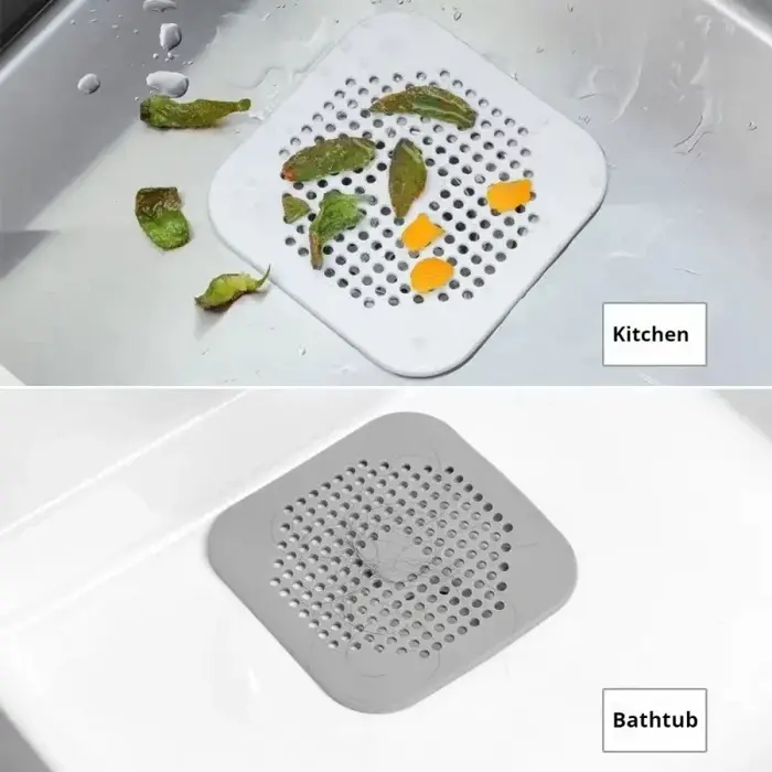 Tapis de drain de sol avec ventouse pour évier, cuisine et salle de bain, filtre anti-bouchon pour cheveux