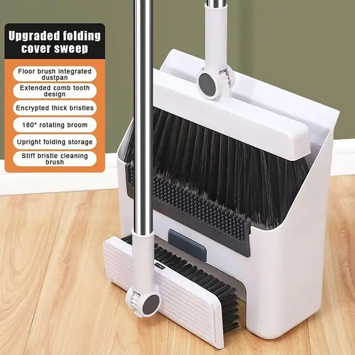 Nettoyage domestique simplifié avec un ensemble brosse à plancher et pelle à poussière 3 en 1 à long manche