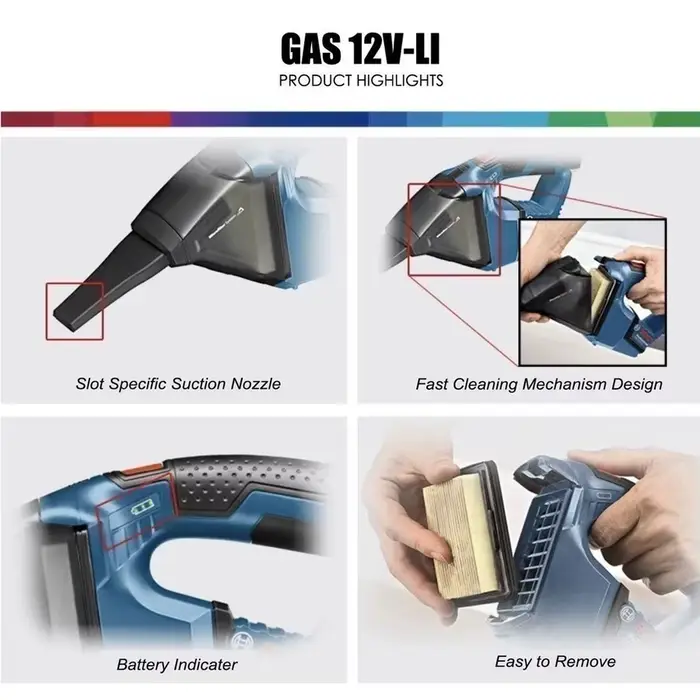Bosch GAS 12V-LI Aspirateur à main sans fil 12V professionnel avec batterie lithium-ion rechargeable