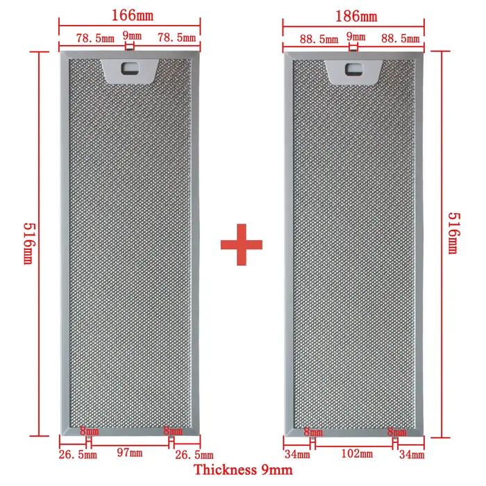 00660222 00660223 jeu de filtres pour hotte de cuisine 516x166 + 516x186mm filtre à graisse pour hot