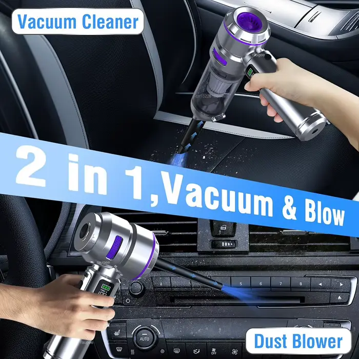 Aspirateur de voiture sans fil, aspirateur à main, souffleur d'air 17000Pa, nettoyage portable avec éclairage LED pour voitures et maison