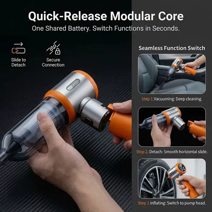 Mini aspirateur de voiture 2-en-1 avec pompe à air