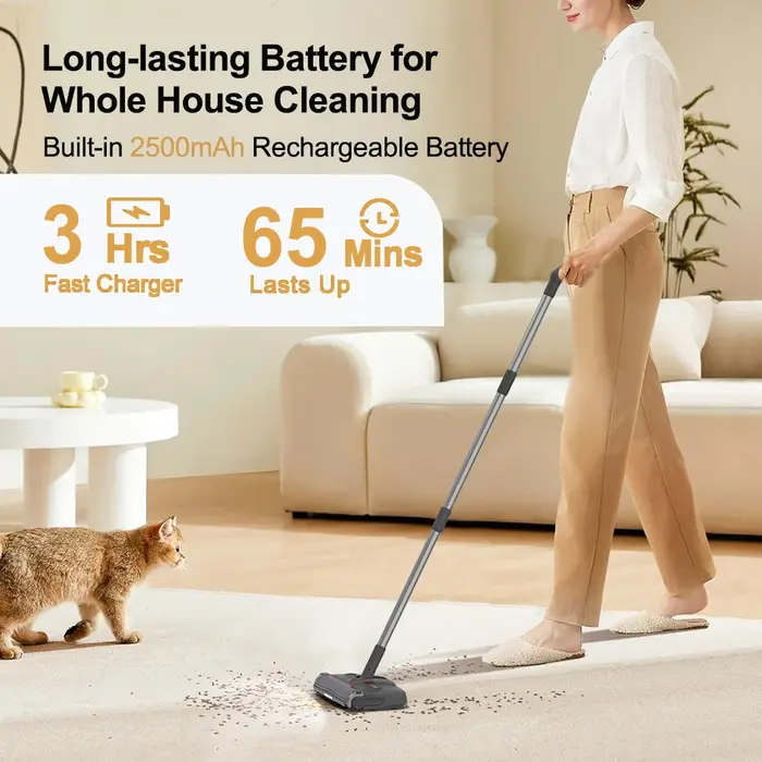 Balayeuse automatique vadrouille de nettoyage électrique Machine de balayage de poils d'animaux nettoyeur de sol dur