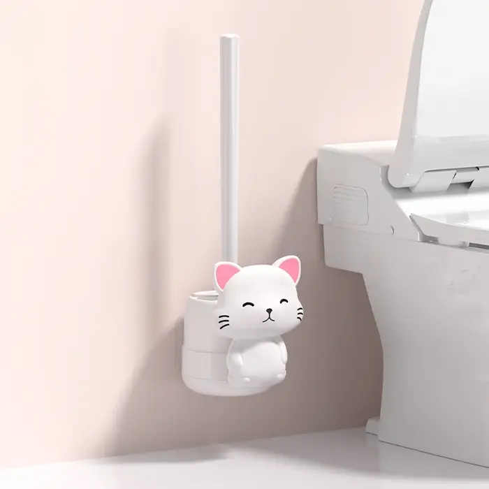 Ensemble de brosses de toilette murales en forme de chat mignon
