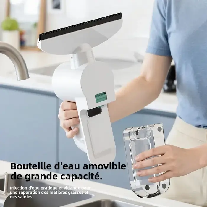 Nettoyeur de vitres électrique sans fil, grattoir en silicone souple absorbant l'eau, grattoir pour nettoyer les vitres, rechargeable par USB