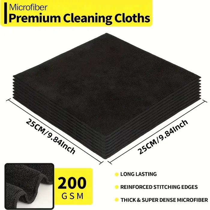 5/10/20/50/100 pièces lingettes de voiture noires Super douces ensemble de chiffons à récurer tissu
