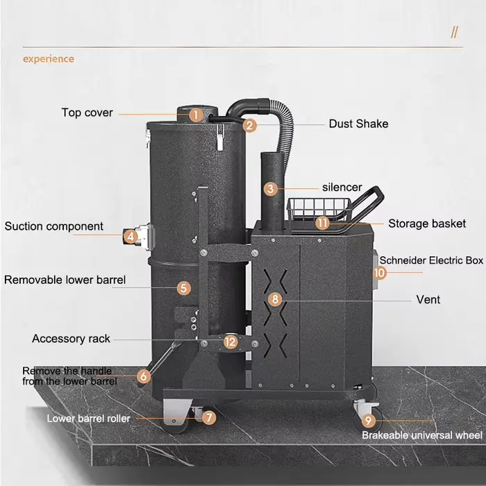 Aspirateur cyclonique industriel électrique pour nettoyage humide et sec