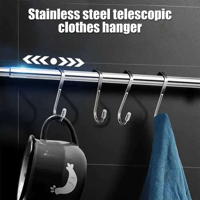 Rail de garde-robe Rail à vêtements extensible 56-100 cm tige à vêtements en acier inoxydable avec d