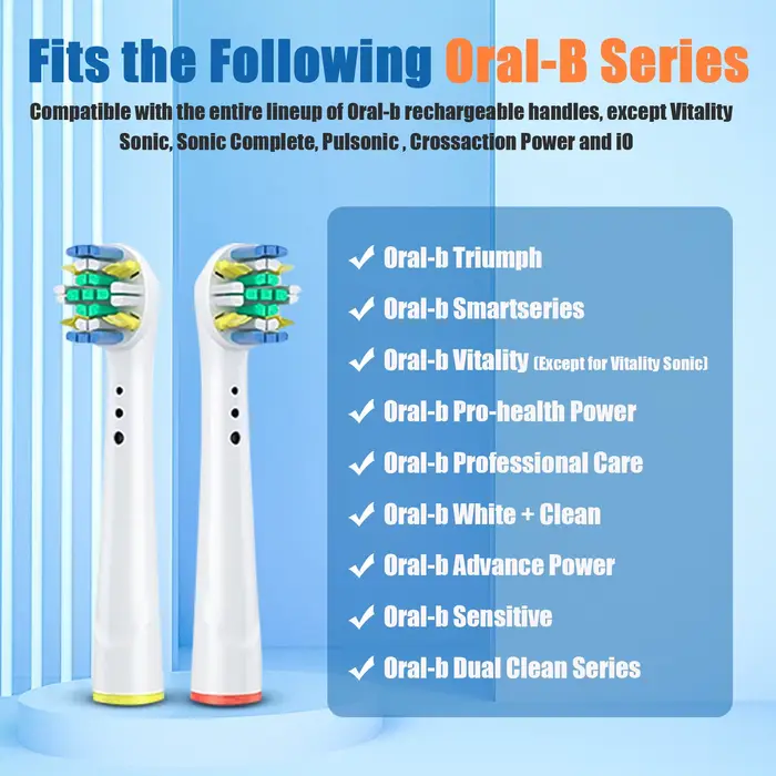 Têtes de brosse de rechange pour modèles de brosse à dents Oral b Braun Floss Action Pro7000 Pro 100