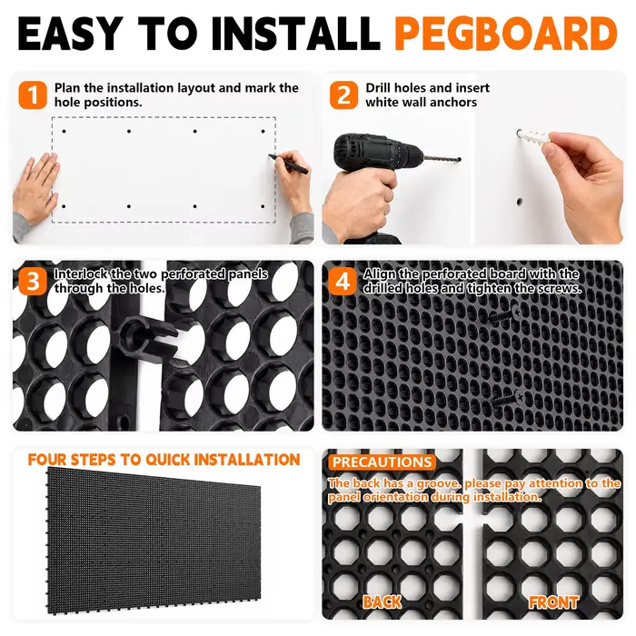Kit d'organisation murale en plastique perforé