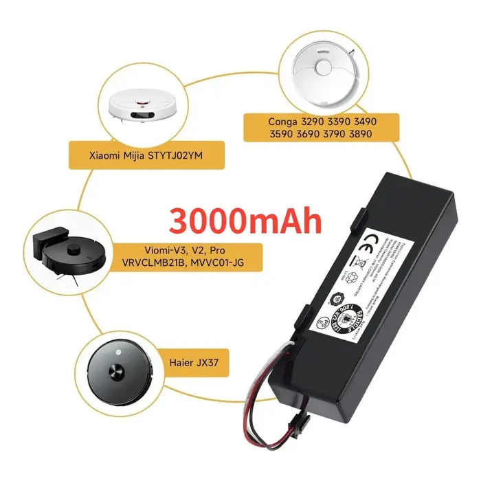 STYTJ02YM batterie 14.8V 12800mAh pour aspirateur Xiaomi Mijia LDS, Mi Robot aspirateur-vadrouille P, Mi Robot aspirateur-vadrouille 2S/Haier JX37